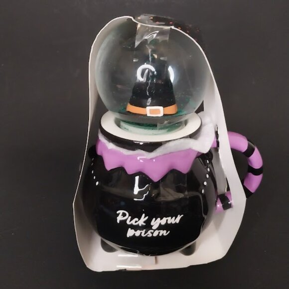 Witch "Pick Your Poison" Cauldron Mug Snow Globe Lid - Picture 1 of 5